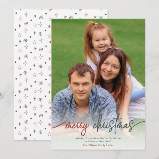 Elegantes Script Frohe Weihnachts-Foto Feiertagskarte (Vorne/Hinten)