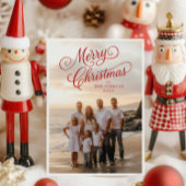 Elegantes Script Frohe Weihnachts-Foto Gruß Karte