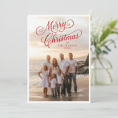 Elegantes Script Frohe Weihnachts-Foto Gruß Karte (Stehend Vorderseite)