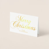Elegantes Script Frohe Weihnachtsgrüße FOTO Gold Folienkarte (Vorderseite)