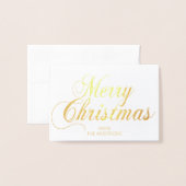 Elegantes Script Frohe Weihnachtsgrüße FOTO Gold Folienkarte (Vorderseite mit Umschlag)