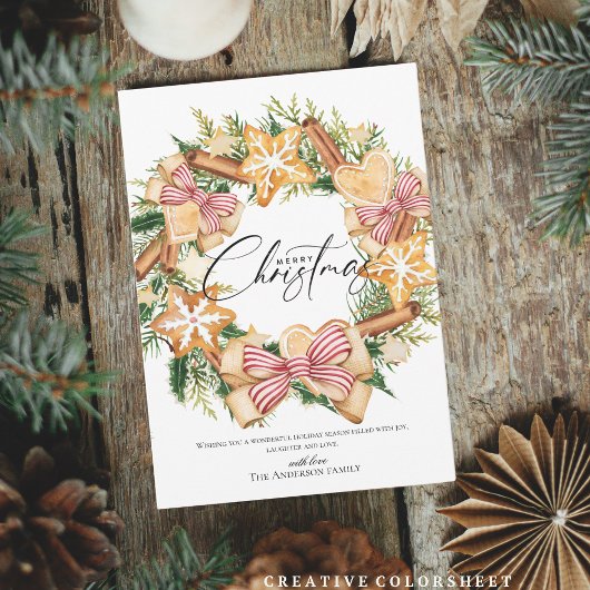 Elegantes Script Frohe Weihnachtskranz Feiertagskarte