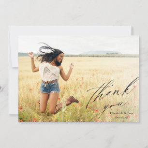 Elegantes Script Full Foto Abschluss Vielen Dank Dankeskarte