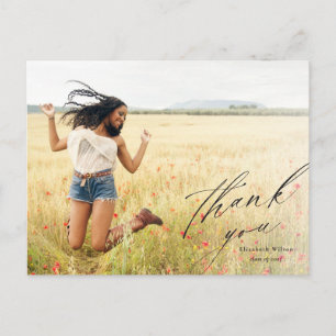 Elegantes Script Full Foto Abschluss Vielen Dank Postkarte