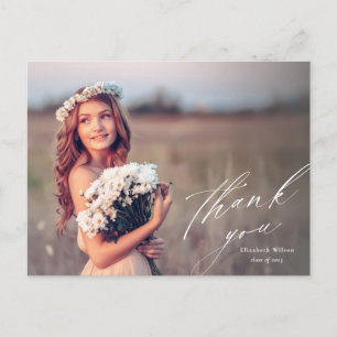 Elegantes Script Full Foto Abschluss Vielen Dank Postkarte