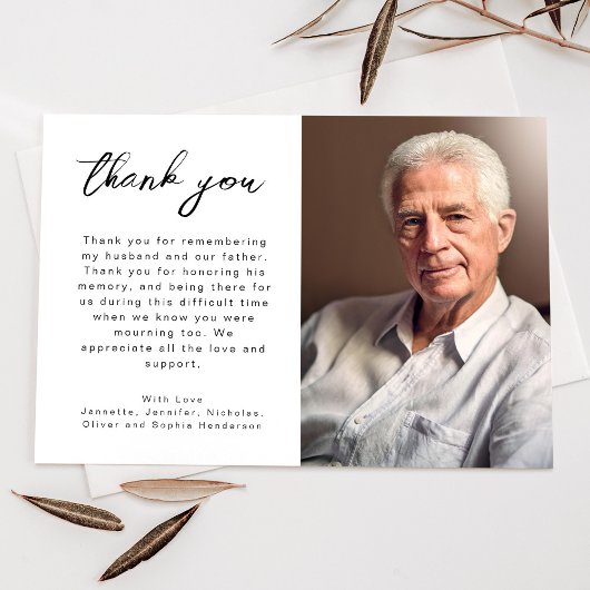 Elegantes Script Funeral Foto Dankeskarte