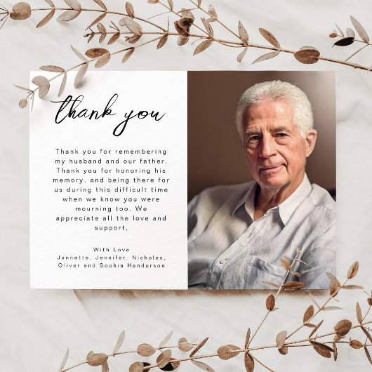 Elegantes Script Funeral Foto Dankeskarte