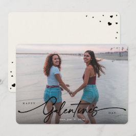 Elegantes Script Galentine's Day Flat Foto Feiertagskarte