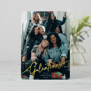 Elegantes Script Galentine's Day Foil Foto Folien Feiertagskarte