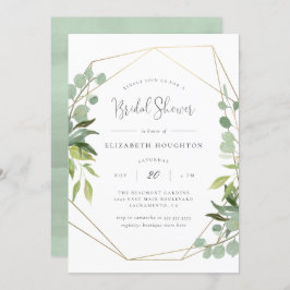 Elegantes Script Geometric Greenery-Brautparty Einladung