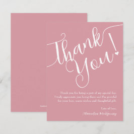 Elegantes Script Girl Baby Shower Pink Dankeskarte