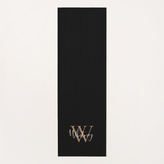 Elegantes Script Girly Black Monogram Yoga Mat Yogamatte (Vorderseite)