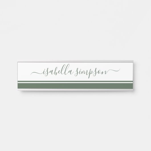 Elegantes Script Girly Evergreen Beruflich Türschild (Vorderseite )