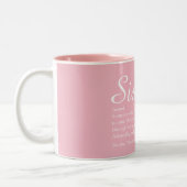 Elegantes Script, Girly Pink Cool Sister Definitio Zweifarbige Tasse (Links)
