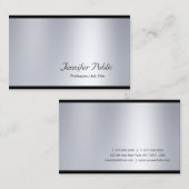 Elegantes Script glamourös Silver Modern Schlicht Visitenkarte (Vorne/Hinten)