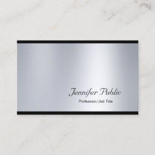 Elegantes Script glamourös Silver Modern Schlicht  Visitenkarte