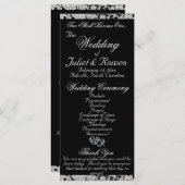 Elegantes Script & Glitzer - Black Wedding Programm (Vorne/Hinten)