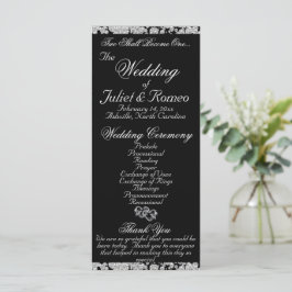 Elegantes Script & Glitzer - Black Wedding Programm