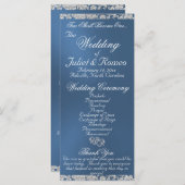 Elegantes Script & Glitzer - Blue Wedding Programm (Vorne/Hinten)