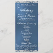 Elegantes Script & Glitzer - Blue Wedding Programm (Vorderseite)