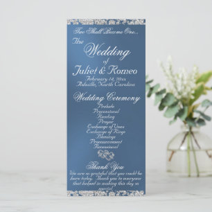 Elegantes Script & Glitzer - Blue Wedding Programm