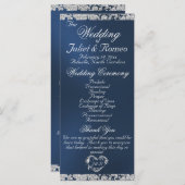 Elegantes Script & Glitzer - Blue Wedding Programm (Vorne/Hinten)