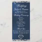 Elegantes Script & Glitzer - Blue Wedding Programm (Vorderseite)