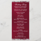 Elegantes Script & Glitzer - Burgund Wedding Programm (Rückseite)