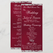 Elegantes Script & Glitzer - Burgund Wedding Programm (Vorne/Hinten)
