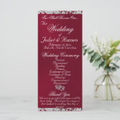 Elegantes Script & Glitzer - Burgund Wedding Programm (Stehend Vorderseite)