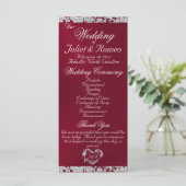 Elegantes Script & Glitzer - Burgund Wedding Programm (Stehend Vorderseite)
