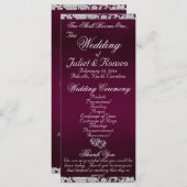 Elegantes Script & Glitzer - Lila Hochzeit Programm (Vorne/Hinten)