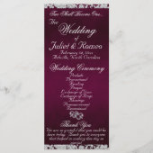 Elegantes Script & Glitzer - Lila Hochzeit Programm (Vorderseite)