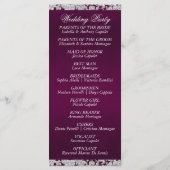 Elegantes Script & Glitzer - Lila Hochzeit Programm (Rückseite)