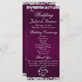 Elegantes Script & Glitzer - Lila Hochzeit Programm (Vorne/Hinten)