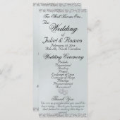 Elegantes Script & Glitzer - White Pearl Wedding Programm (Vorne/Hinten)