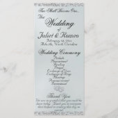 Elegantes Script & Glitzer - White Pearl Wedding Programm (Vorderseite)