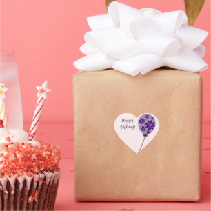 Elegantes Script Glücklich zum Geburtstag! Blume B Herz-Aufkleber