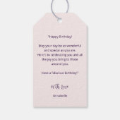 Elegantes Script Glücklich zum Geburtstag! Violet Geschenkanhänger (Rückseite)