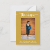 Elegantes Script Gold Abschluss Foto Vielen Dank Mitteilungskarte (Vorderseite)