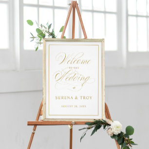 Elegantes Script Gold Begrüßung Poster