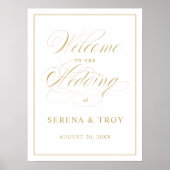 Elegantes Script Gold Begrüßung Poster (Vorne)