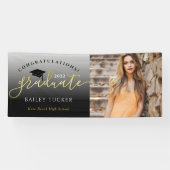 Elegantes Script Gold Black Abschluss Yard-Zeichen Banner (Horizontal)