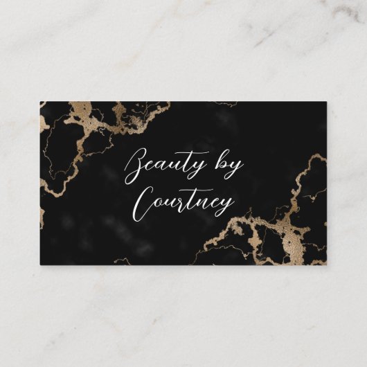 Elegantes Script Gold & Black Marble Moderne Einzi Visitenkarte (Rückseite)