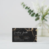 Elegantes Script Gold & Black Marble Moderne Einzi Visitenkarte (Stehend Vorderseite)