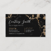 Elegantes Script Gold & Black Marble Moderne Einzi Visitenkarte (Vorderseite)