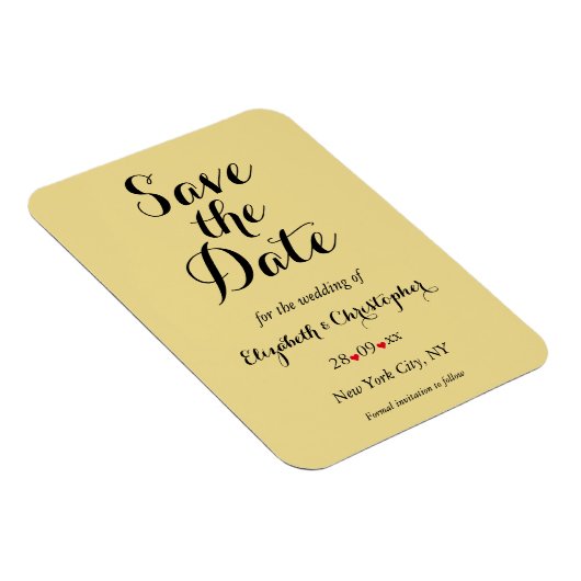 Elegantes Script Gold Black Wedding speichern das  Magnet (Rechte Seite)