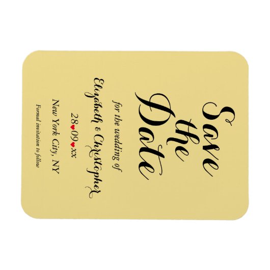 Elegantes Script Gold Black Wedding speichern das Magnet (Horizontal)