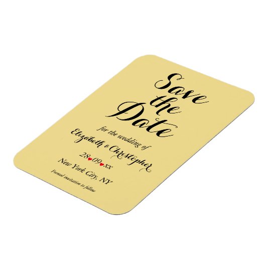 Elegantes Script Gold Black Wedding speichern das  Magnet (Linke Seite)