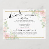 Elegantes Script Gold Blush Blumenzettel Details z Begleitkarte (Vorderseite)